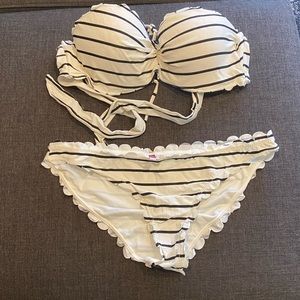 COPY - Cream & Black Striped Bikini